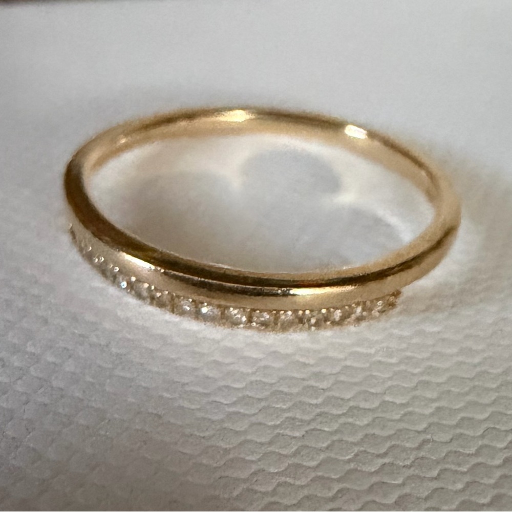 Mejuri 14k Gold Diamond Pave Stacker Ring, Size 4